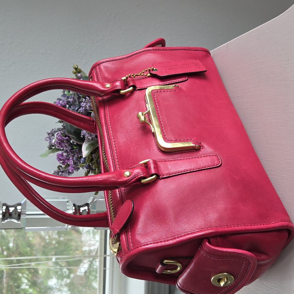 COACH Bleecker Street Limited Ed. Cranberry Barrett 65th Anniversary Leather Bag - Picture 9 of 17